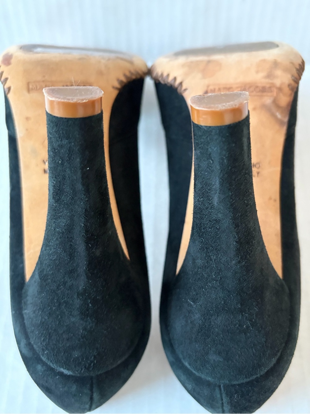 Marc Jacobs Peep Toe Bow Suede Pumps Size 8 - Picture 7 of 8